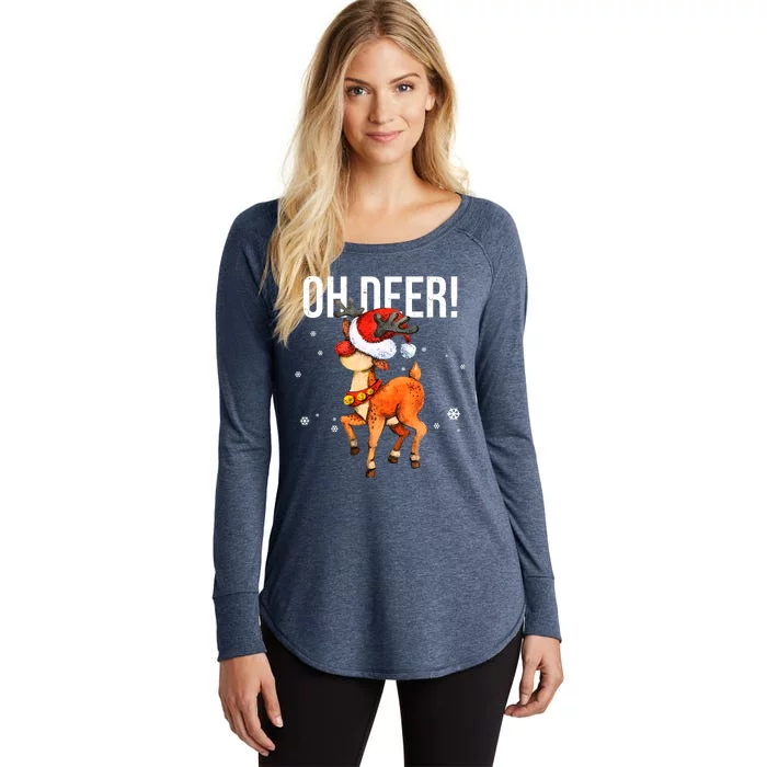 Oh Deer Christmas Holiday Vintage Gift Women's Perfect Tri Tunic Long Sleeve Shirt