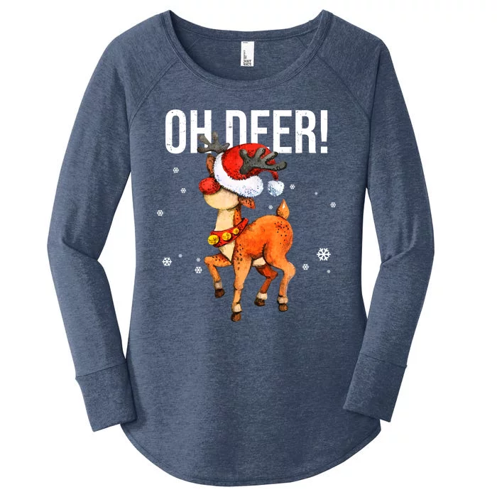 Oh Deer Christmas Holiday Vintage Gift Women's Perfect Tri Tunic Long Sleeve Shirt