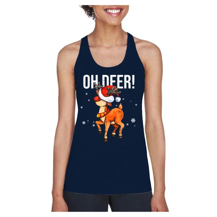 Oh Deer Christmas Holiday Vintage Gift Women's Racerback Tank