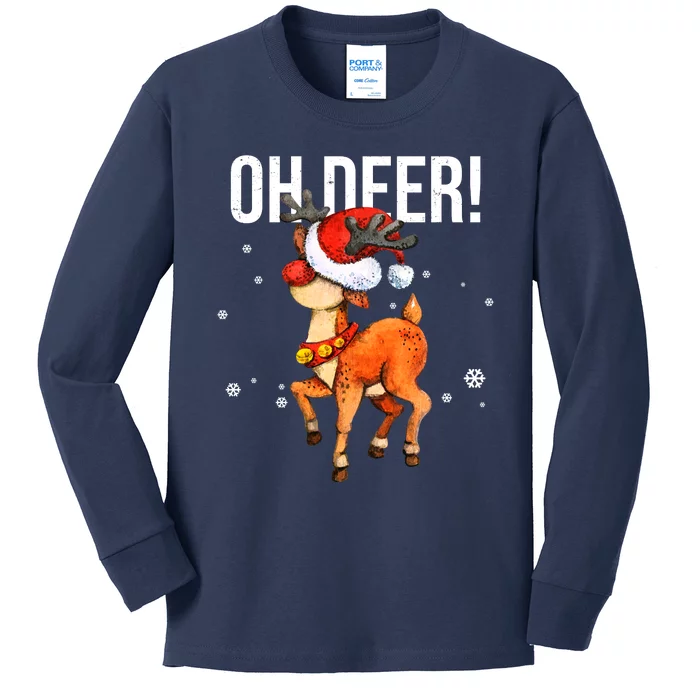 Oh Deer Christmas Holiday Vintage Gift Kids Long Sleeve Shirt