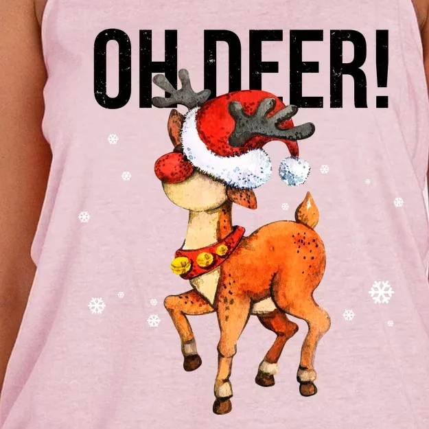 Oh Deer Christmas Holiday Vintage Gift Women's Knotted Racerback Tank