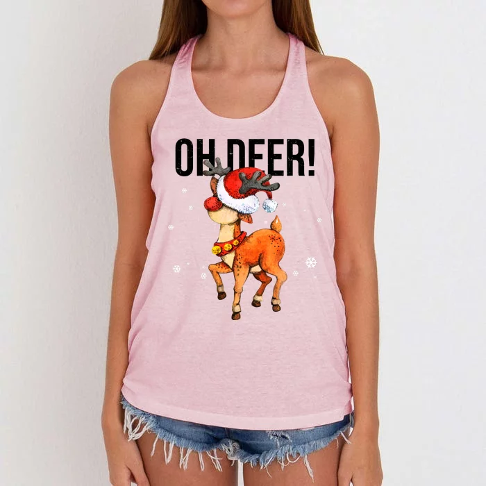 Oh Deer Christmas Holiday Vintage Gift Women's Knotted Racerback Tank