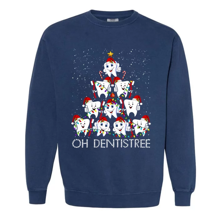 Oh Dentistree Cute Tooth Christmas Tree Merry Christmas Great Gift Garment-Dyed Sweatshirt