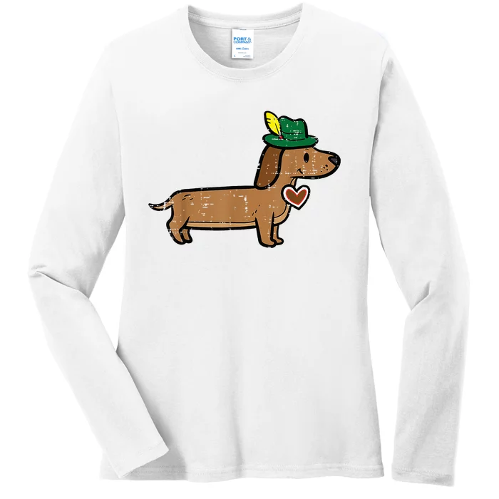 Oktoberfest Dachshund Cute Sausage Dog German Ladies Long Sleeve Shirt