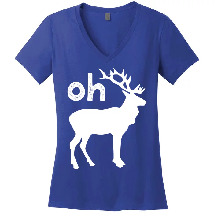 Oh Deer Christmas Gift Funny Reindeer Pun Ugly Gift Women's V-Neck T-Shirt