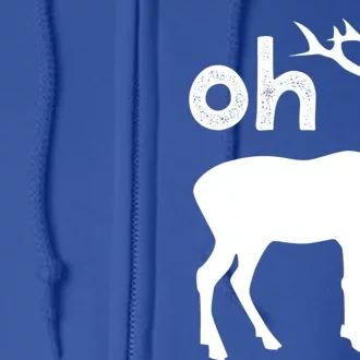 Oh Deer Christmas Gift Funny Reindeer Pun Ugly Gift Full Zip Hoodie