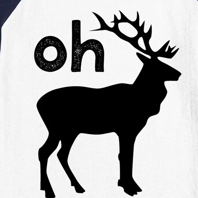 Oh Deer Christmas Gift Funny Reindeer Pun Ugly Gift Baseball Sleeve Shirt