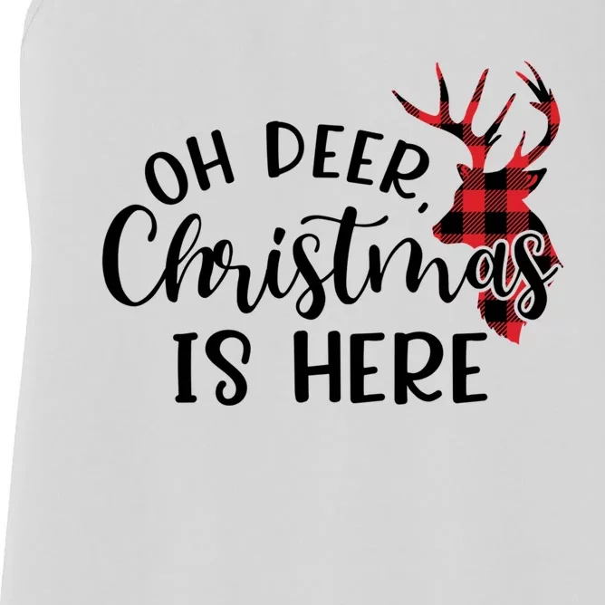 Oh Deer Christmas Is Here Cute Holiday Funny Great Gift Women's Racerback Tank