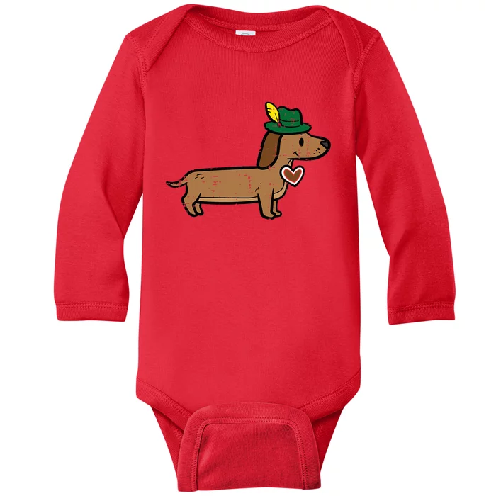 Oktoberfest Dachshund Cute Sausage Dog German Baby Long Sleeve Bodysuit