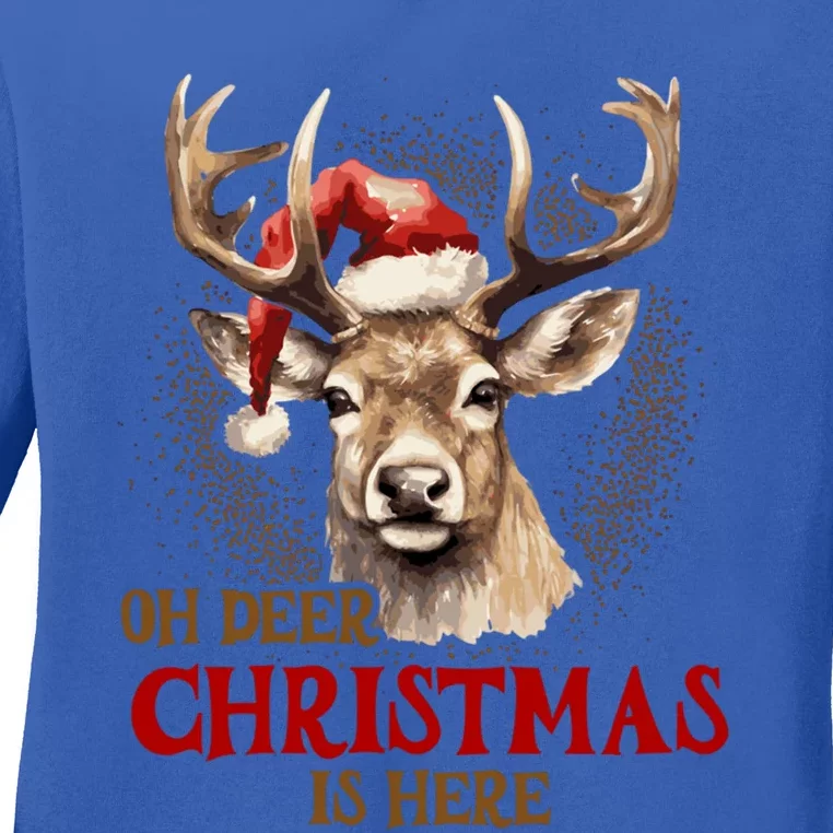 Oh Deer Christmas Is Here S Product Great Gift Ladies Long Sleeve Shirt