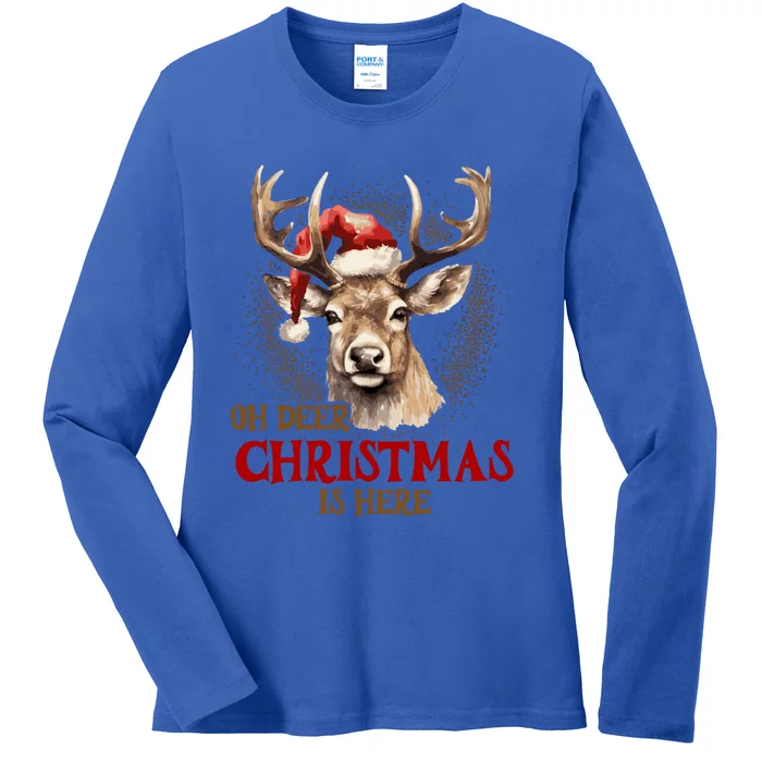 Oh Deer Christmas Is Here S Product Great Gift Ladies Long Sleeve Shirt