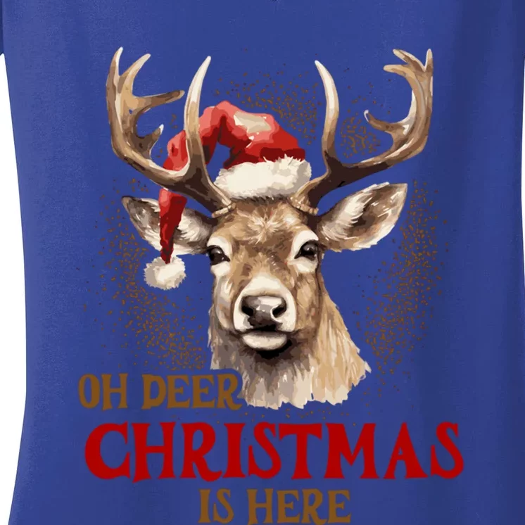 Oh Deer Christmas Is Here S Product Great Gift Women's V-Neck T-Shirt