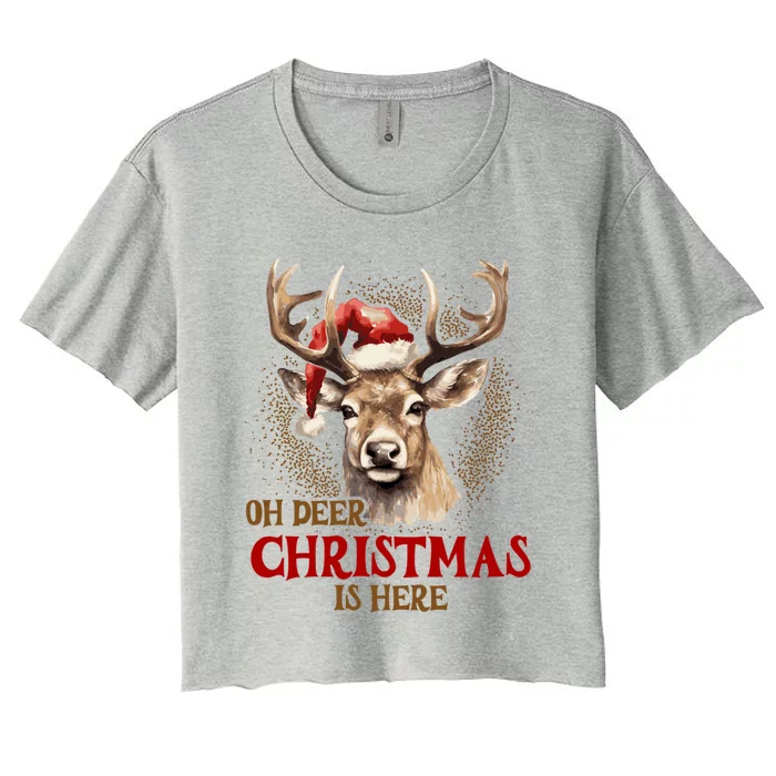 Oh Deer Christmas Is Here S Product Great Gift Women's Crop Top Tee