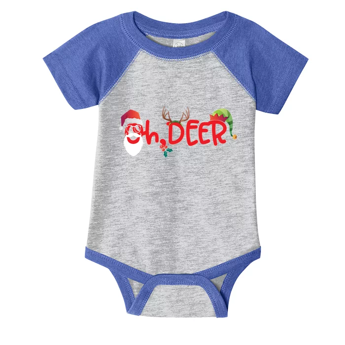 Oh Deer Christmas T Santa Reindeer And Elf Hat Cute Gift Infant Baby Jersey Bodysuit