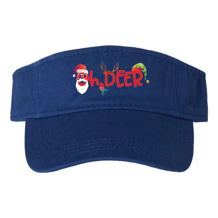 Oh Deer Christmas T Santa Reindeer And Elf Hat Cute Gift Valucap Bio-Washed Visor