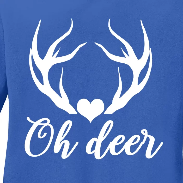 Oh Deer Cute Christmas Hunter Great Gift Ladies Long Sleeve Shirt