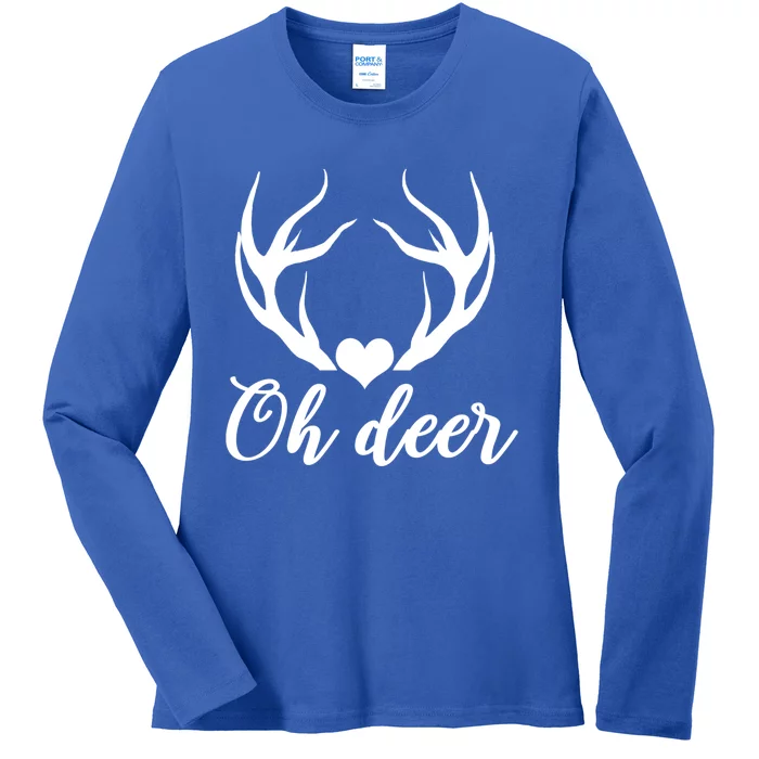 Oh Deer Cute Christmas Hunter Great Gift Ladies Long Sleeve Shirt