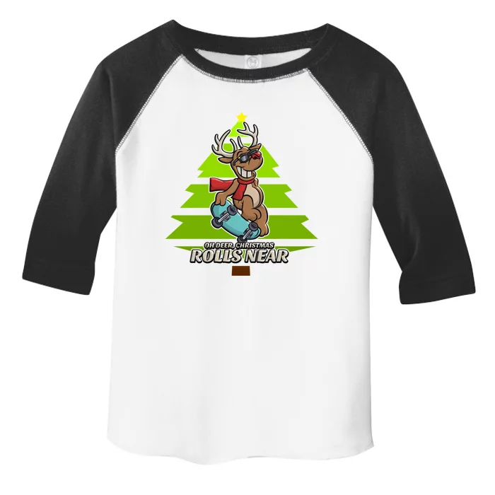 Oh Deer Christmas Rolls Near Gift Toddler Fine Jersey T-Shirt