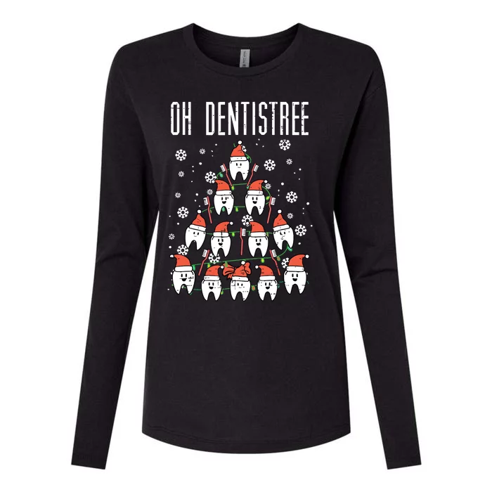 Oh Dentistree Christmas Tree Teeth Dentistry Dental Dentist Womens Cotton Relaxed Long Sleeve T-Shirt