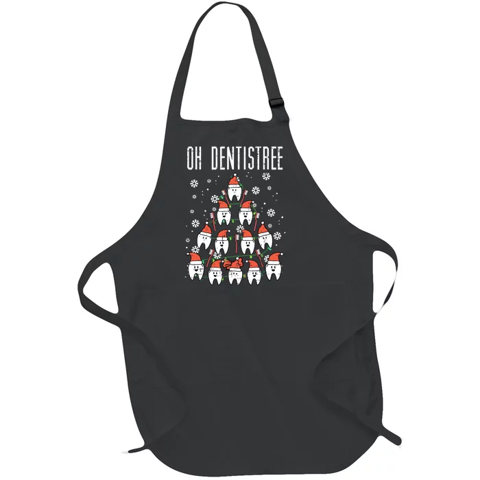 Oh Dentistree Christmas Tree Teeth Dentistry Dental Dentist Full-Length Apron With Pocket