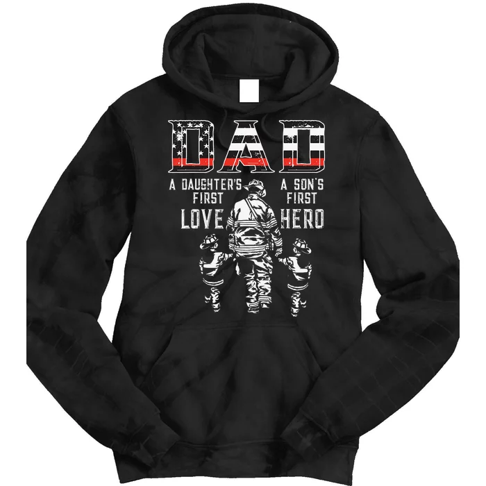 oXBD Dad Daughter Love Son Hero Fireman Dad Fathers Day Tie Dye Hoodie