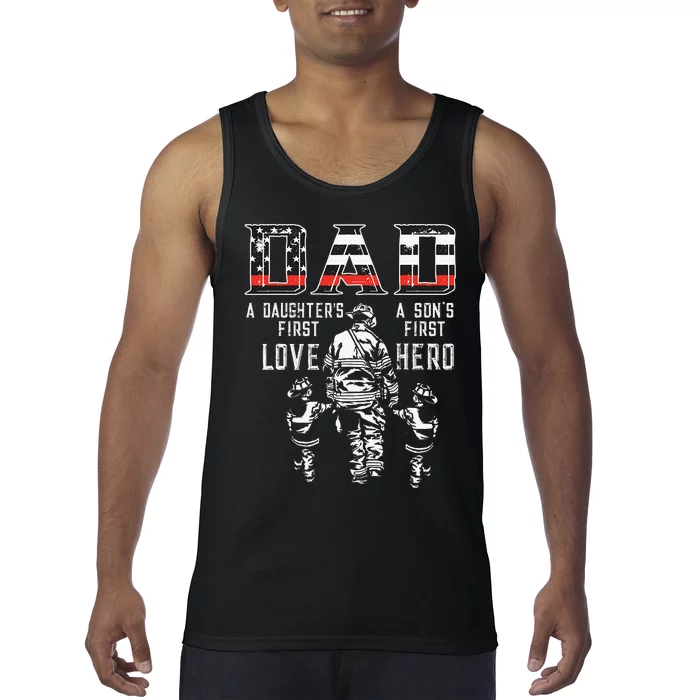 oXBD Dad Daughter Love Son Hero Fireman Dad Fathers Day Tank Top