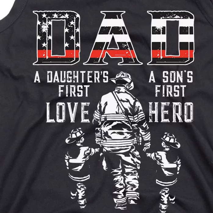 oXBD Dad Daughter Love Son Hero Fireman Dad Fathers Day Tank Top