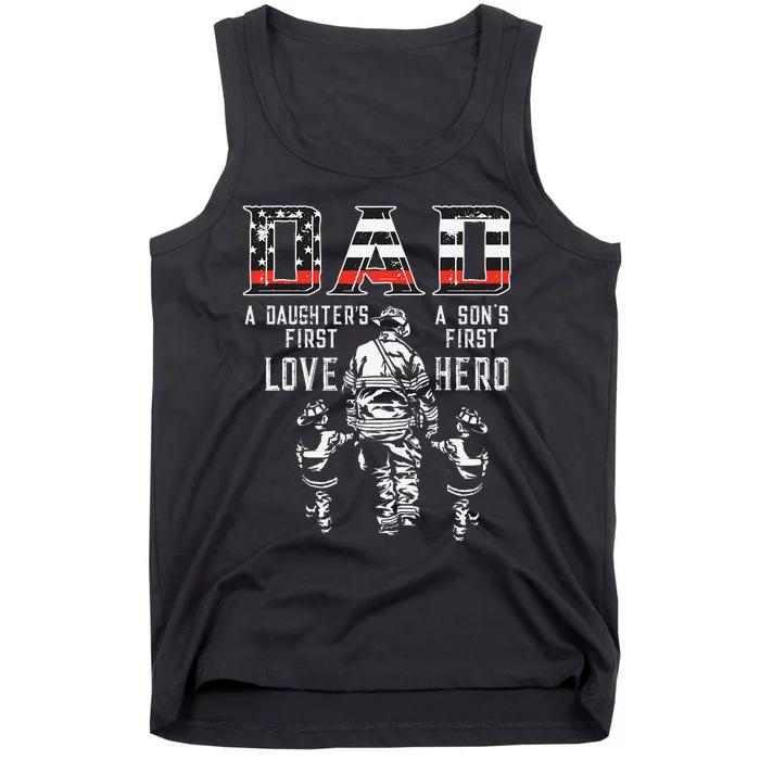 oXBD Dad Daughter Love Son Hero Fireman Dad Fathers Day Tank Top