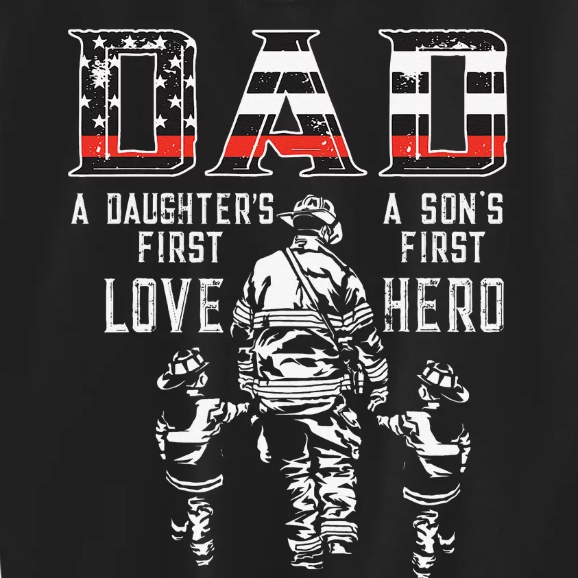 oXBD Dad Daughter Love Son Hero Fireman Dad Fathers Day Kids Sweatshirt