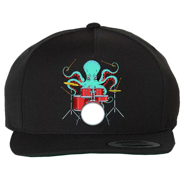 Octopus Drummer Drums Lover Kit Snare Bass Hihat Trap Set Wool Snapback Cap