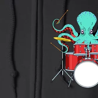 Octopus Drummer Drums Lover Kit Snare Bass Hihat Trap Set Full Zip Hoodie