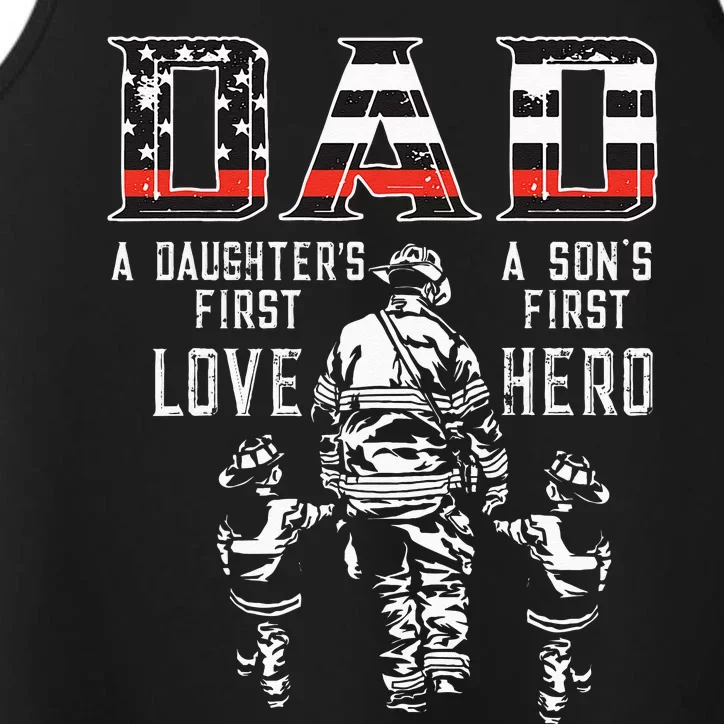 OXBD Dad Daughter Love Son Hero Fireman Dad Fathers Day Performance Tank