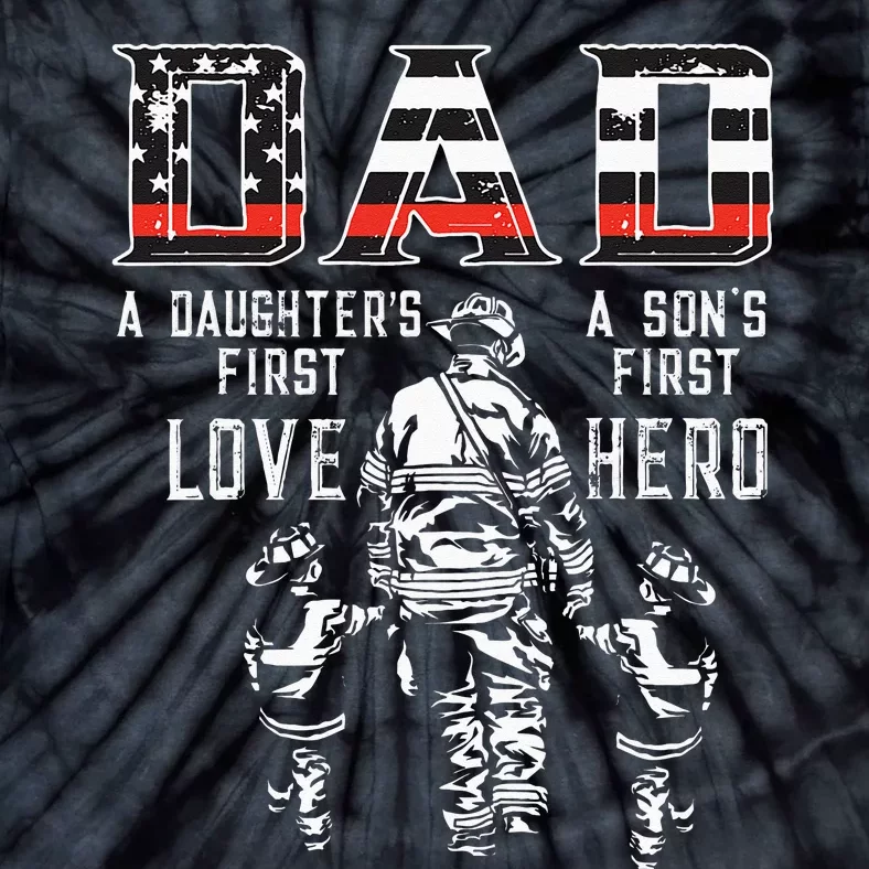 OXBD Dad Daughter Love Son Hero Fireman Dad Fathers Day Tie-Dye T-Shirt