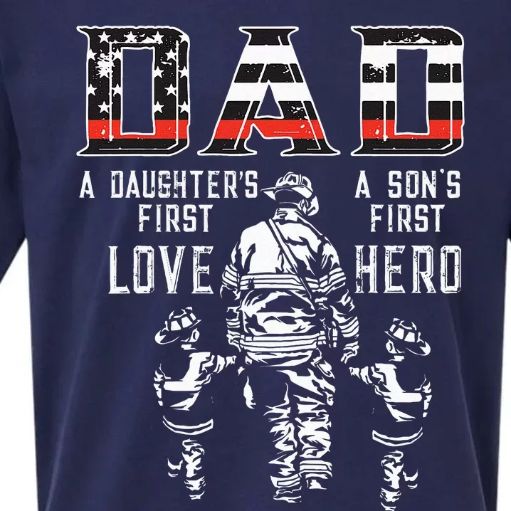 OXBD Dad Daughter Love Son Hero Fireman Dad Fathers Day Sueded Cloud Jersey T-Shirt