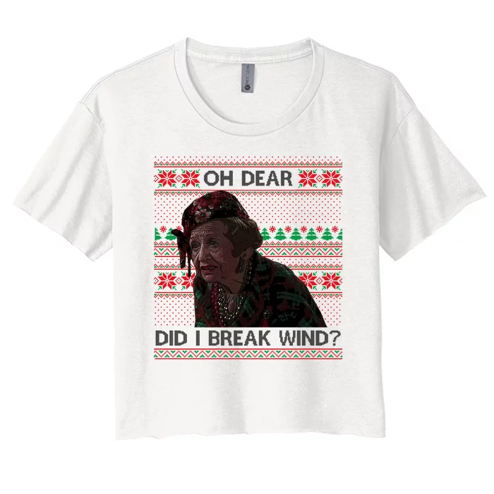 Oh Dear Did I Break Wind Funny Ugly Christmas Women's Crop Top Tee