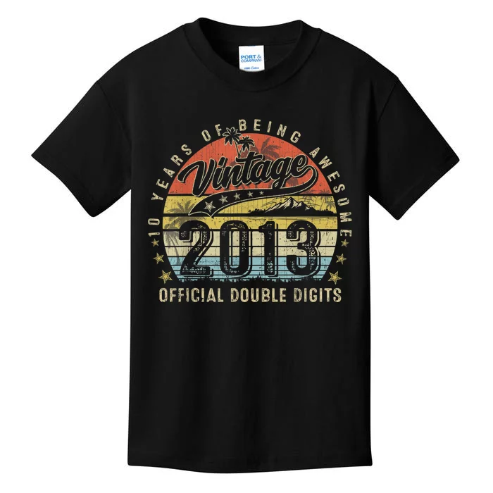 Official Double Digits 10th Birthday 10 Year Old Vintage Kids T-Shirt