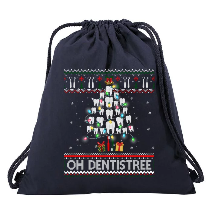 Oh Dentistree Dentist Christmas Ugly Xmas Sweater Gift Drawstring Bag