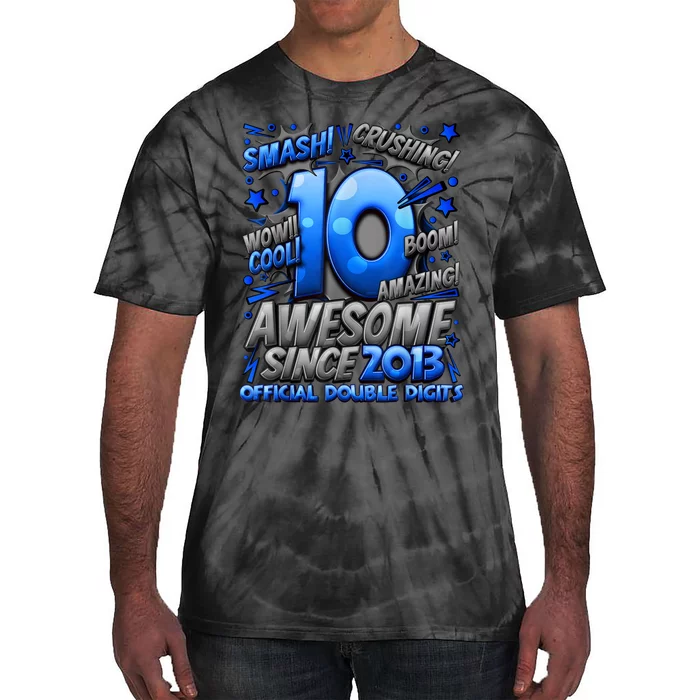 Official Double Digits 10th Birthday Awesome Since 2013 Boy Tie-Dye T-Shirt