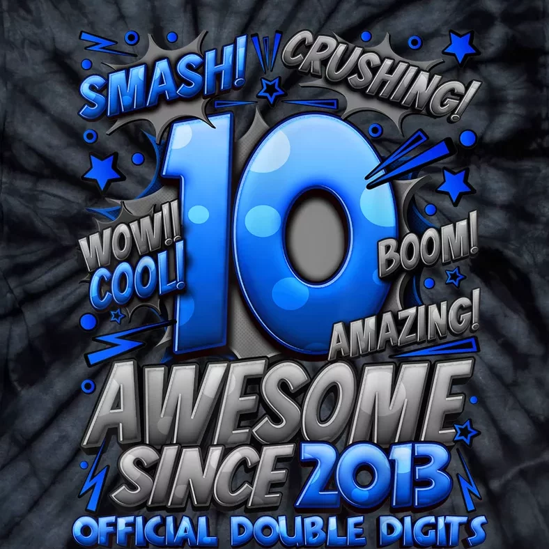 Official Double Digits 10th Birthday Awesome Since 2013 Boy Tie-Dye T-Shirt