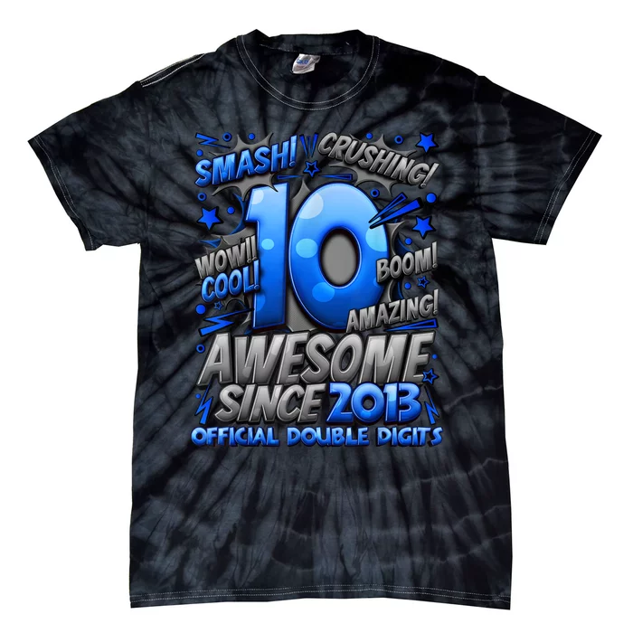 Official Double Digits 10th Birthday Awesome Since 2013 Boy Tie-Dye T-Shirt