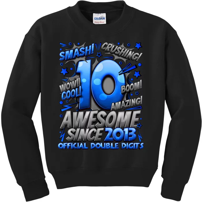 Official Double Digits 10th Birthday Awesome Since 2013 Boy Kids Sweatshirt