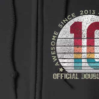 Official Double Digits Vintage 10 Year Old 10th Birthday Full Zip Hoodie