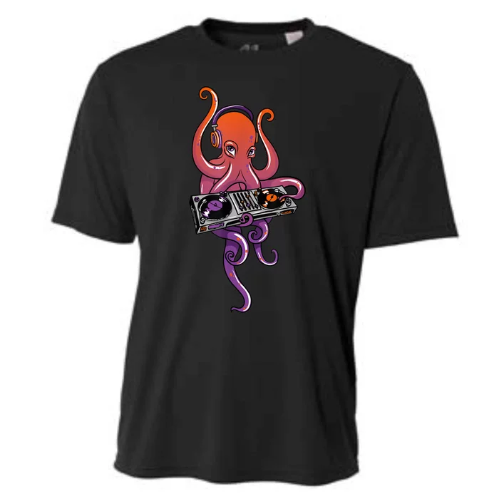 Octopus DJ Electronic Music Techno Rave Party Cooling Performance Crew T-Shirt