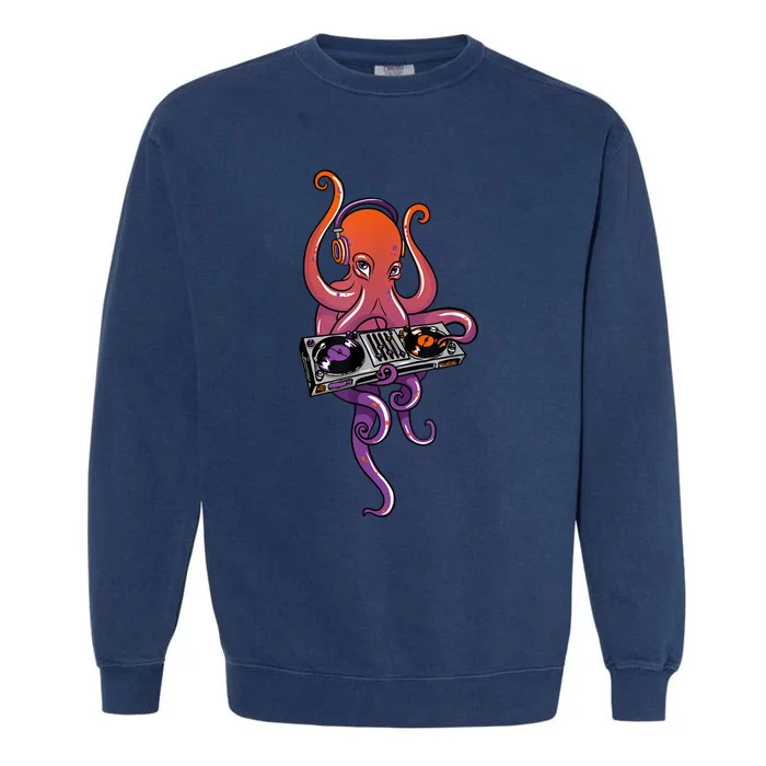 Octopus DJ Electronic Music Techno Rave Party Garment-Dyed Sweatshirt