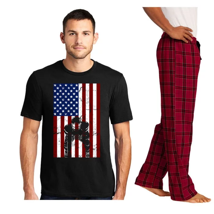 Offensive D-Line Football Pittsburgh Lineman American flag Pajama Set