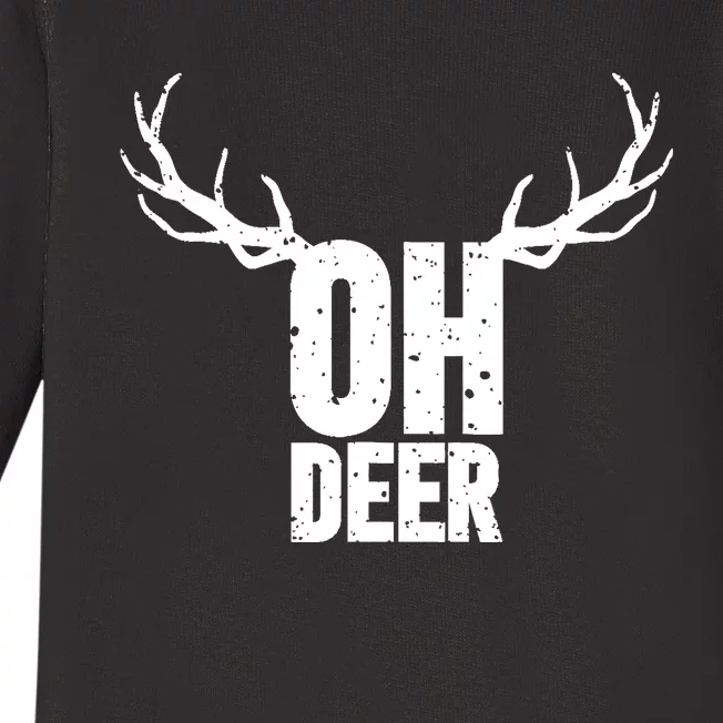 Oh Deer Funny Pun Gag Baby Long Sleeve Bodysuit