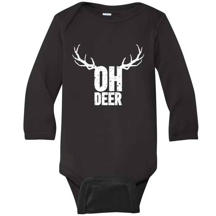 Oh Deer Funny Pun Gag Baby Long Sleeve Bodysuit