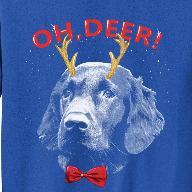 Oh Deer Flat Coated Retriever Xmas Red Bowtie Gift Sweatshirt