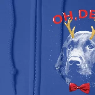 Oh Deer Flat Coated Retriever Xmas Red Bowtie Gift Full Zip Hoodie