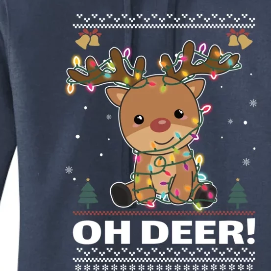 Oh Deer Funny Deer Christmas Pun Great Gift Women's Pullover Hoodie